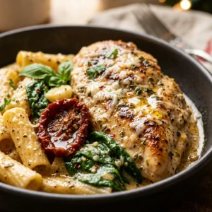 One Pot Creamy Tuscan Chicken Pasta Christmas Holiday 20 Minute