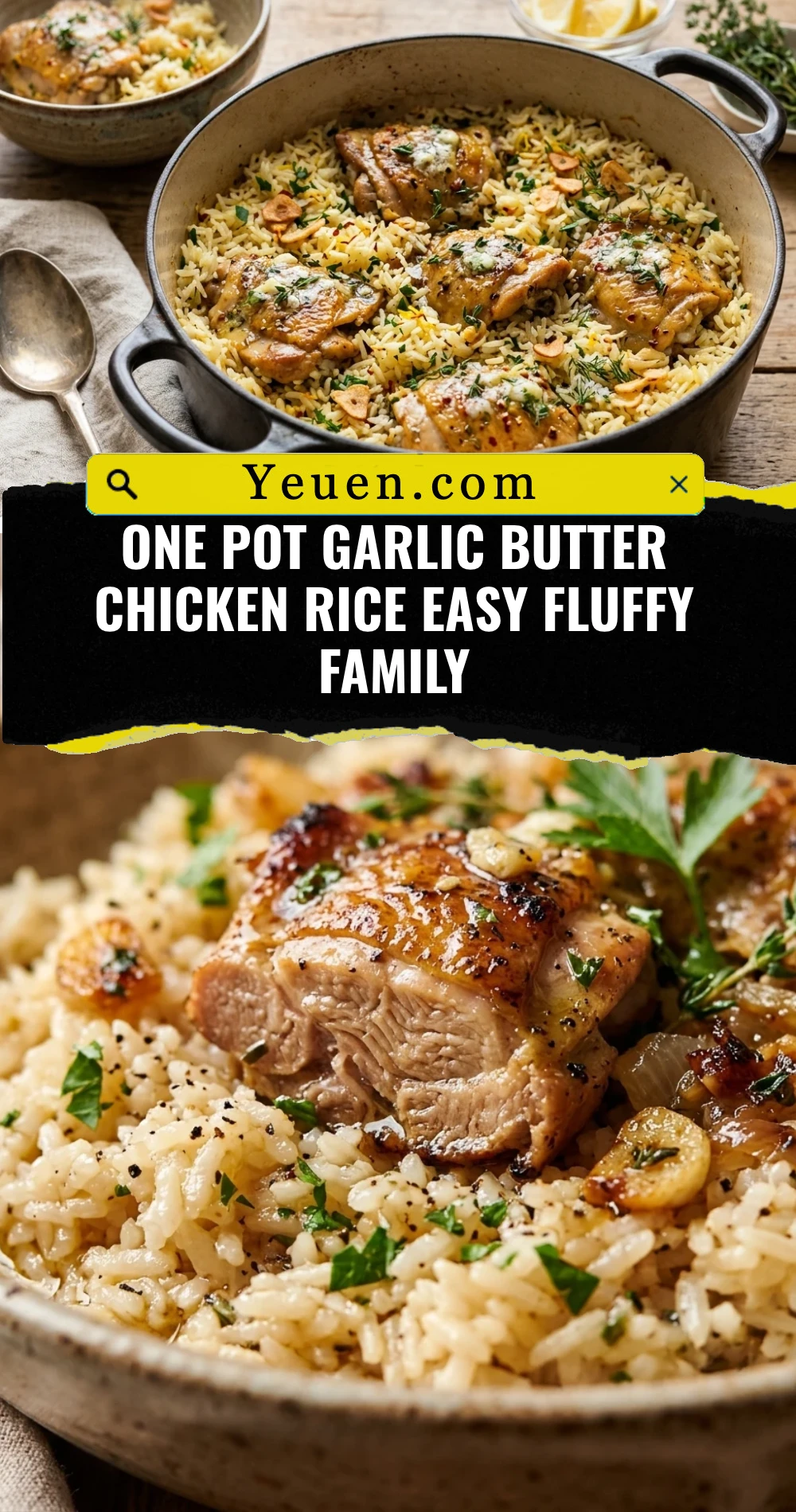 One Pot Garlic Butter Chicken Rice Easy Fluffy Family