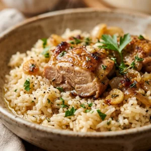 One Pot Garlic Butter Chicken Rice Easy Fluffy Family