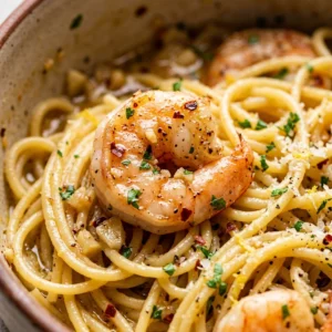 One-Pot Garlic Butter Shrimp Pasta 15 Minute