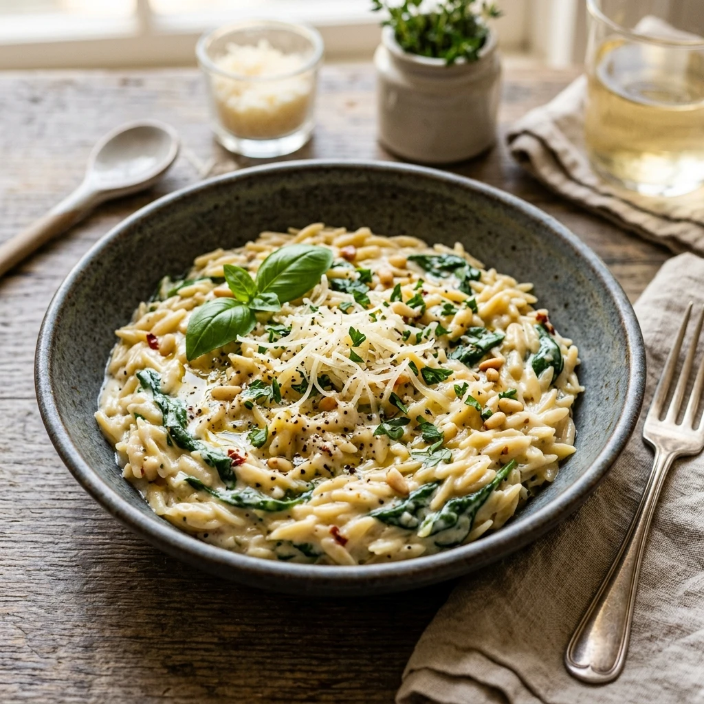 One-Pot Garlic Parmesan Orzo Creamy 20 Min