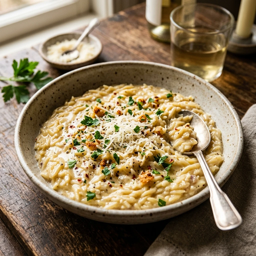 One-Pot Garlic Parmesan Orzo Creamy 20 Min