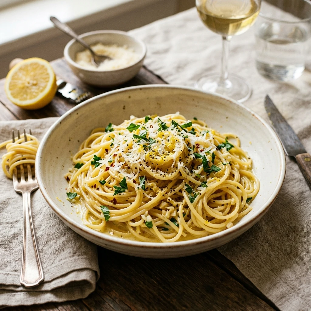 One-Pot Lemon Garlic Butter Pasta So Easy