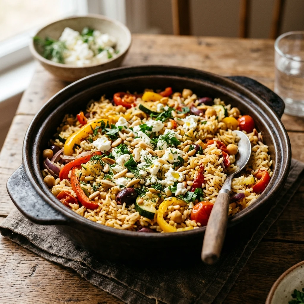 One Pot Mediterranean Rice Pilaf Easy Fluffy Family Budget