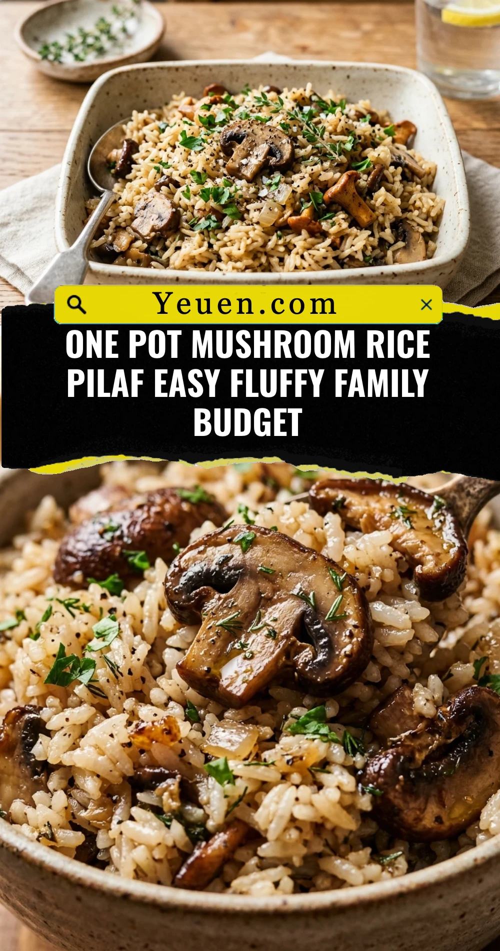 One Pot Mushroom Rice Pilaf Easy Fluffy Family Budget