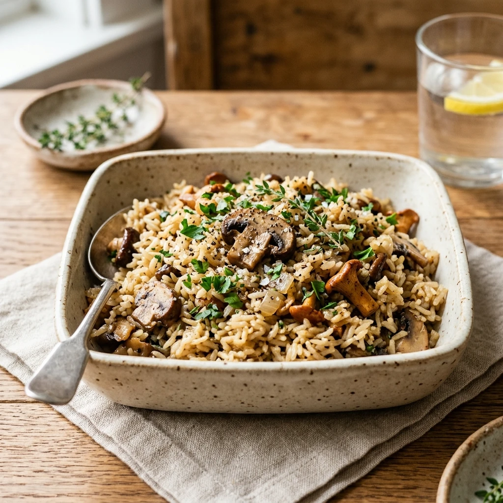 One Pot Mushroom Rice Pilaf Easy Fluffy Family Budget