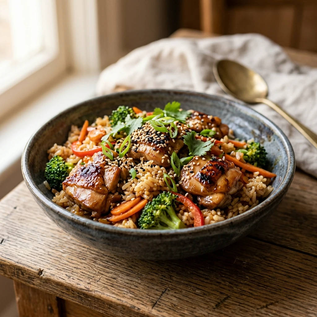 One Pot Teriyaki Chicken Rice Easy Fluffy Family