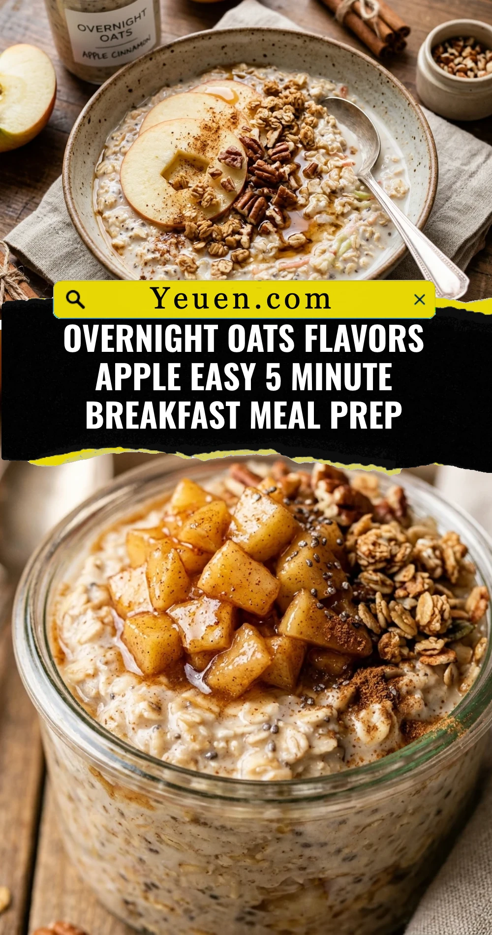 Overnight Oats Flavors Apple Easy 5 Minute Breakfast Meal Prep