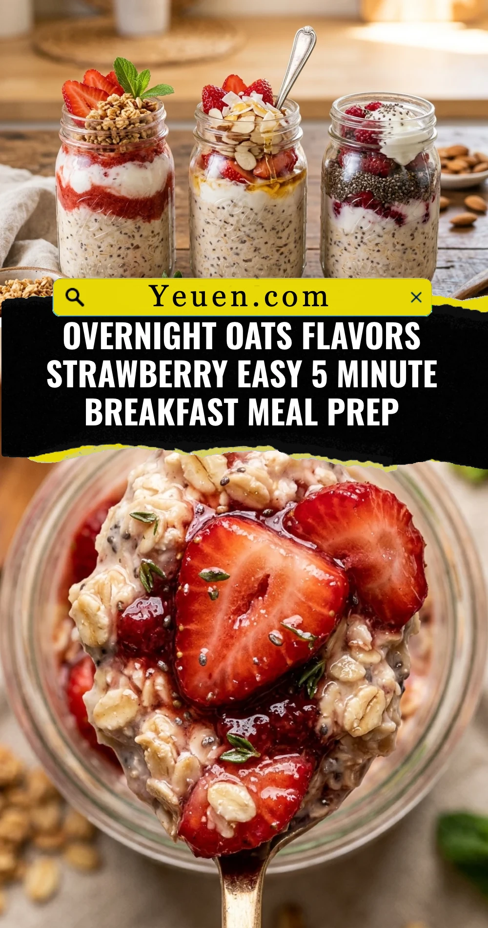 Overnight Oats Flavors Strawberry Easy 5 Minute Breakfast Meal Prep