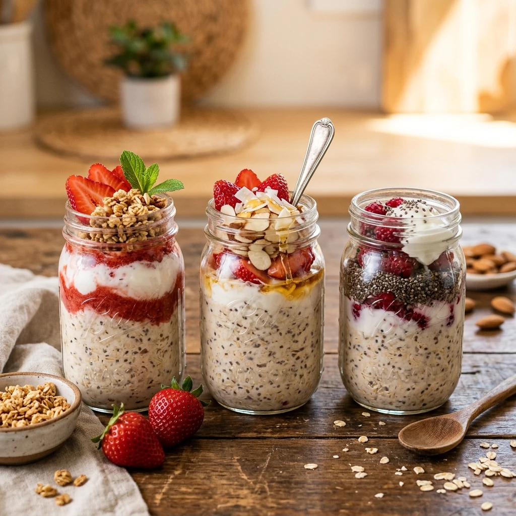 Overnight Oats Flavors Strawberry Easy 5 Minute Breakfast Meal Prep