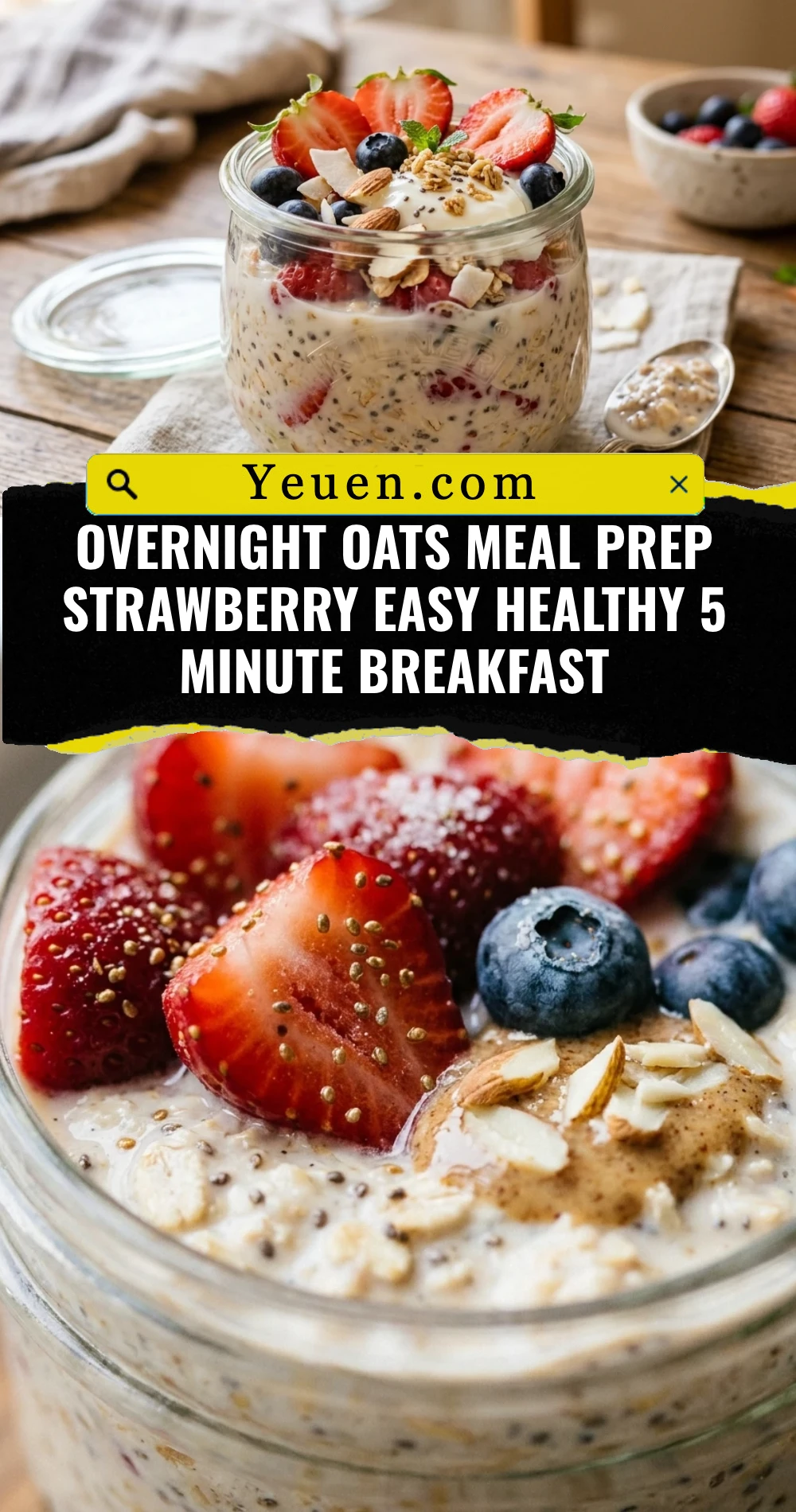 Overnight Oats Meal Prep Strawberry Easy Healthy 5 Minute Breakfast