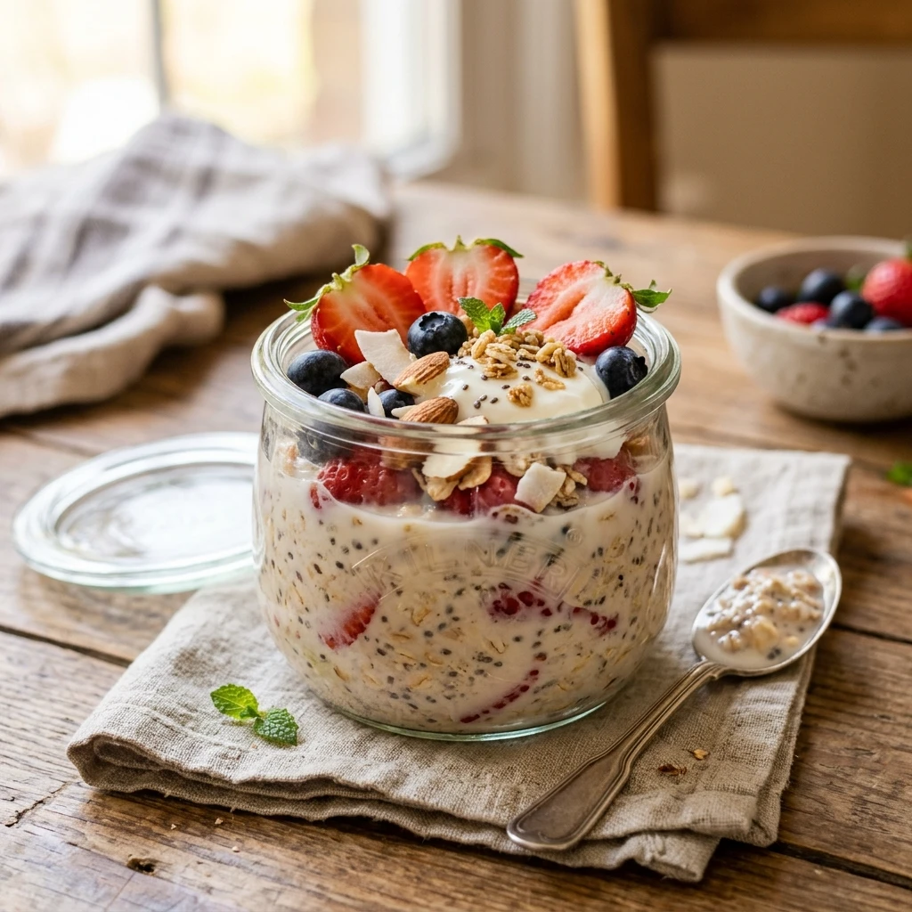 Overnight Oats Meal Prep Strawberry Easy Healthy 5 Minute Breakfast