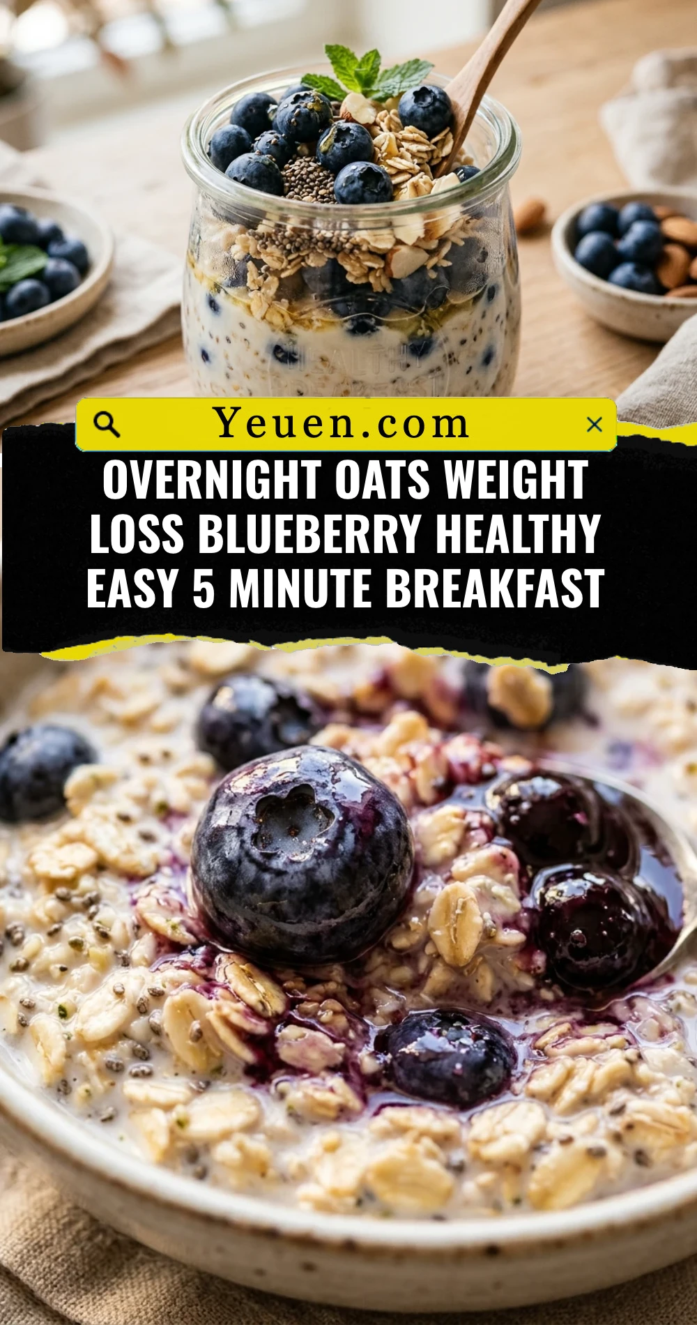 Overnight Oats Weight Loss Blueberry Healthy Easy 5 Minute Breakfast