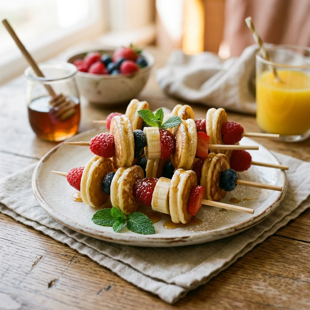 Pancake Skewers Fluffy Mini Kids Breakfast Party
