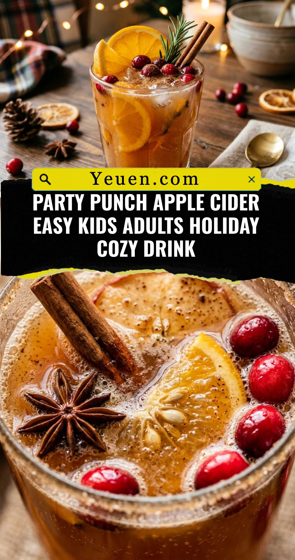 Party Punch Apple Cider Easy Kids Adults Holiday Cozy Drink