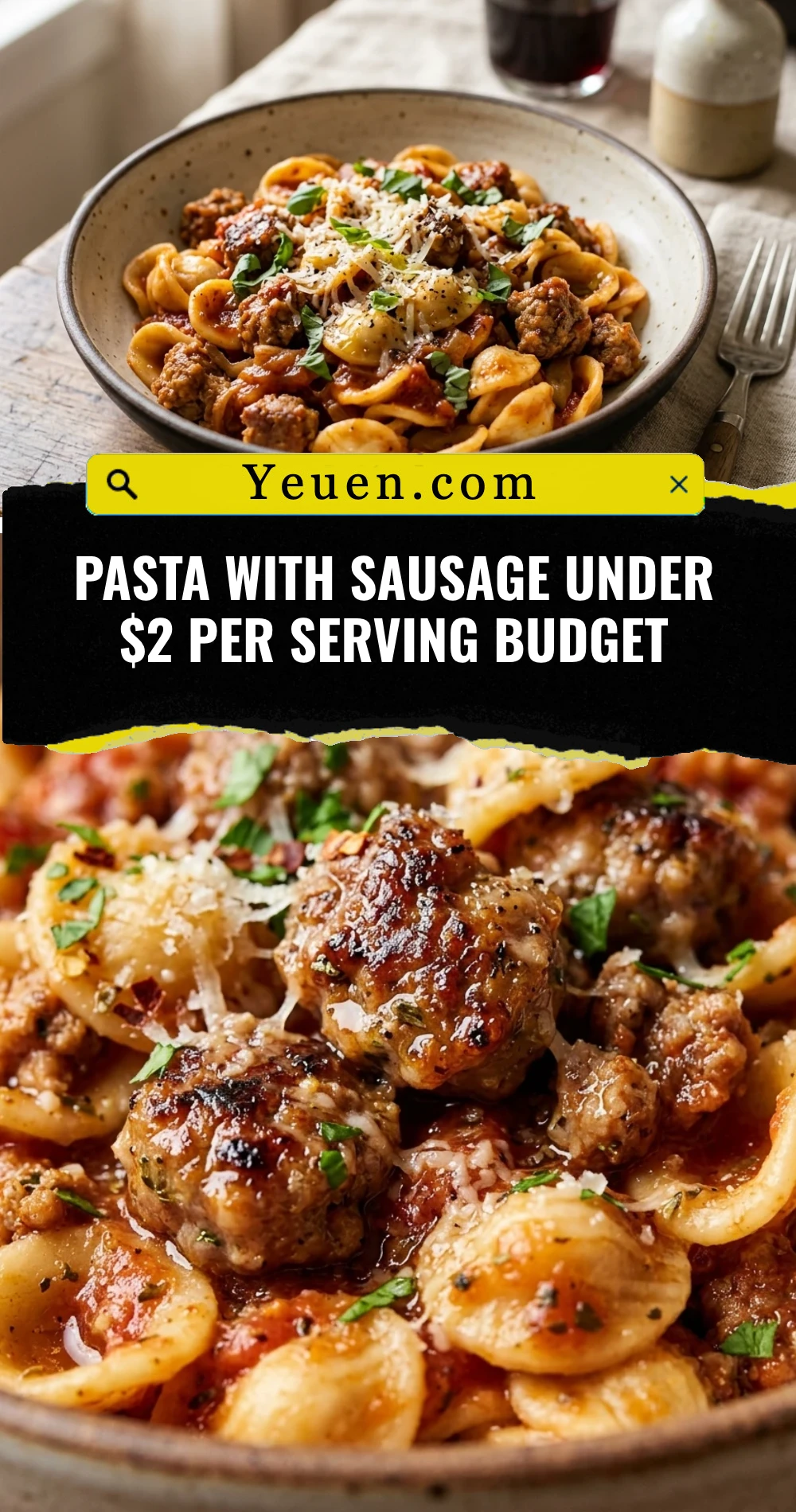 Pasta With Sausage Under $2 Per Serving Budget