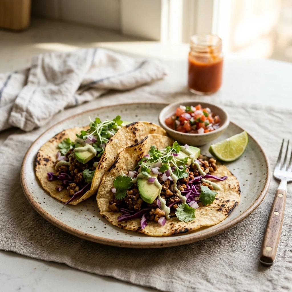 Plant Based Tacos Vegan Vegetarian Healthy Easy 20 Minute