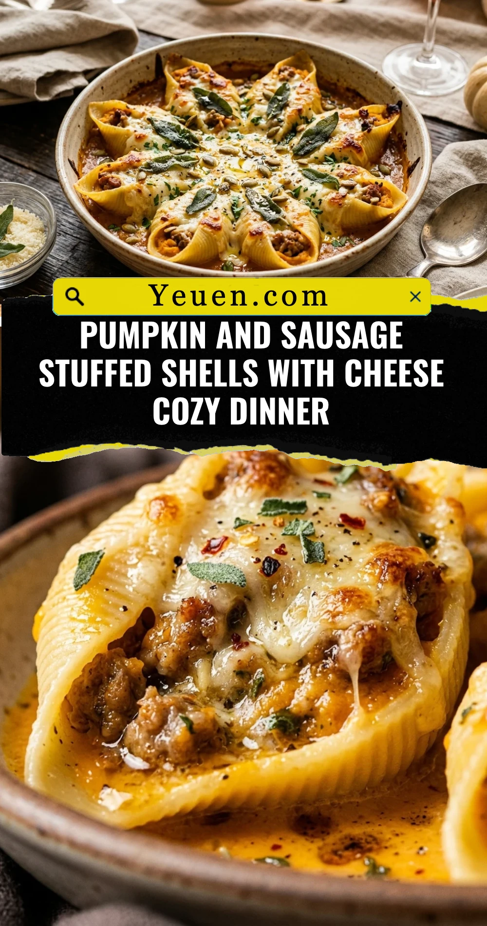 Pumpkin And Sausage Stuffed Shells With Cheese Cozy Dinner