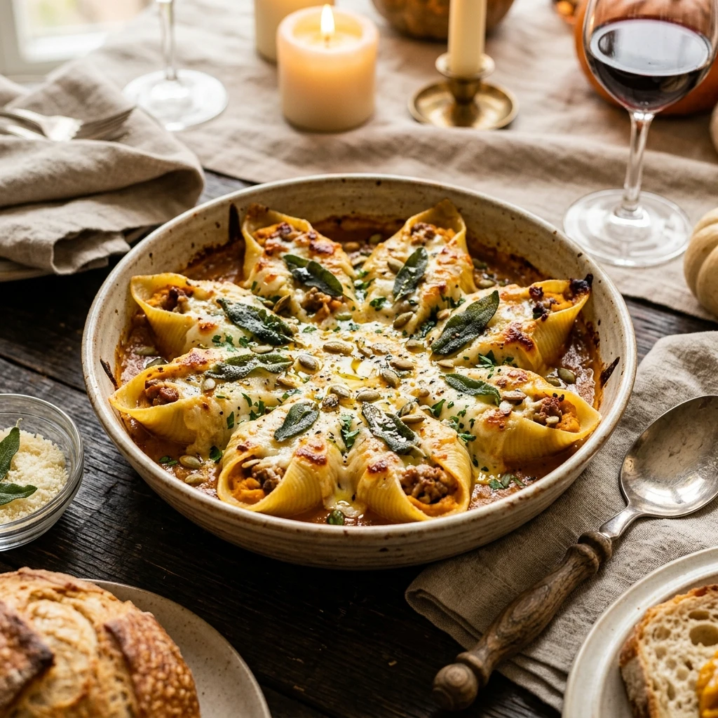 Pumpkin And Sausage Stuffed Shells With Cheese Cozy Dinner