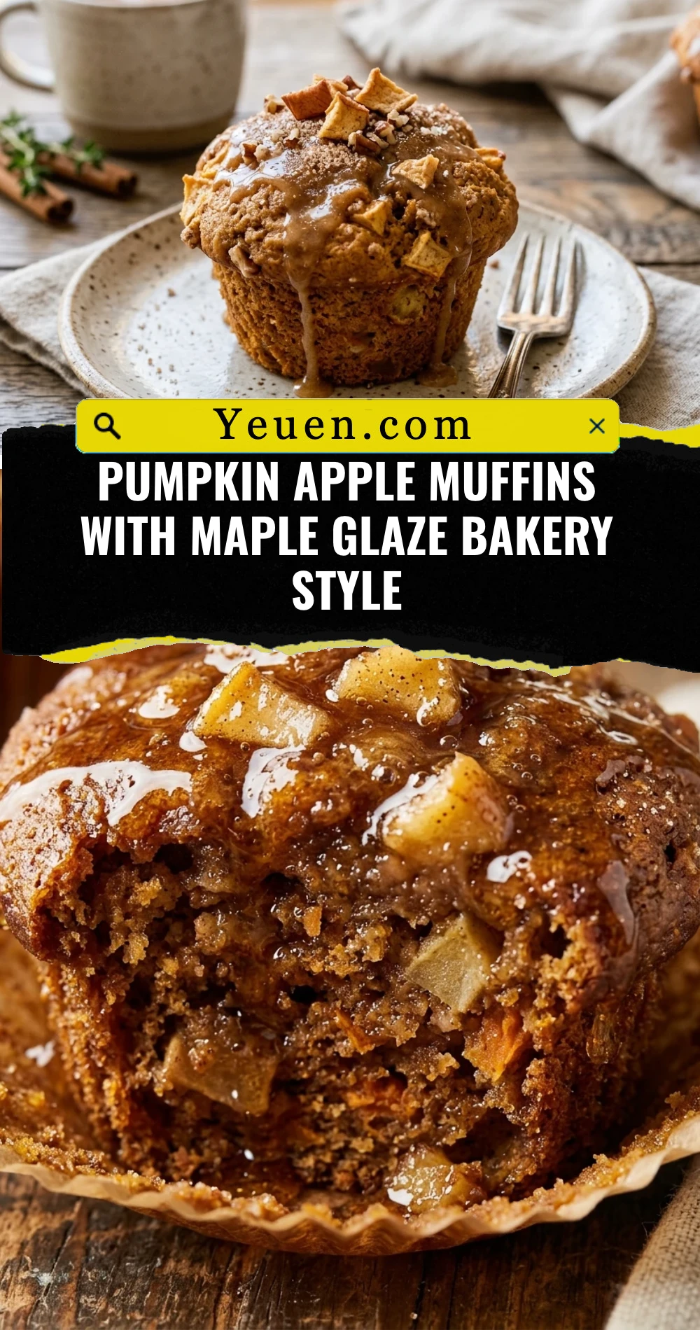 Pumpkin Apple Muffins With Maple Glaze Bakery Style