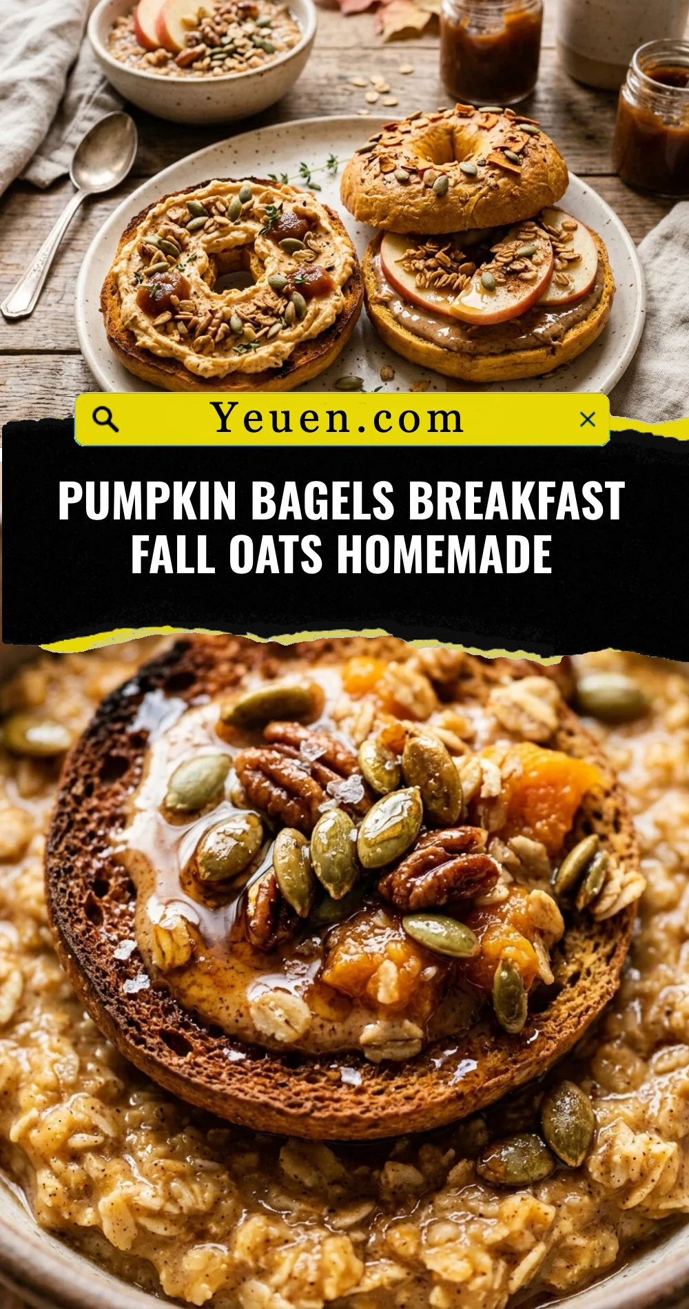 Pumpkin Bagels Breakfast Fall Oats Homemade