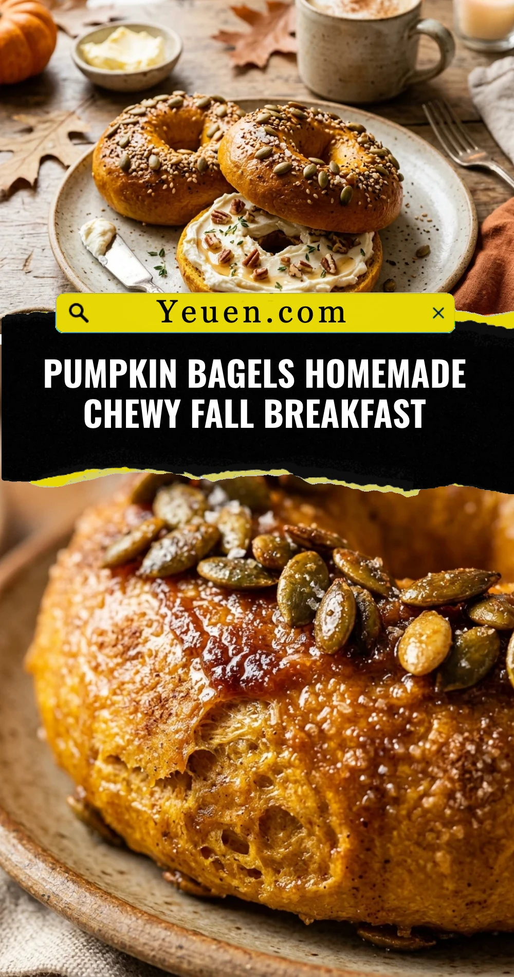 Pumpkin Bagels Homemade Chewy Fall Breakfast
