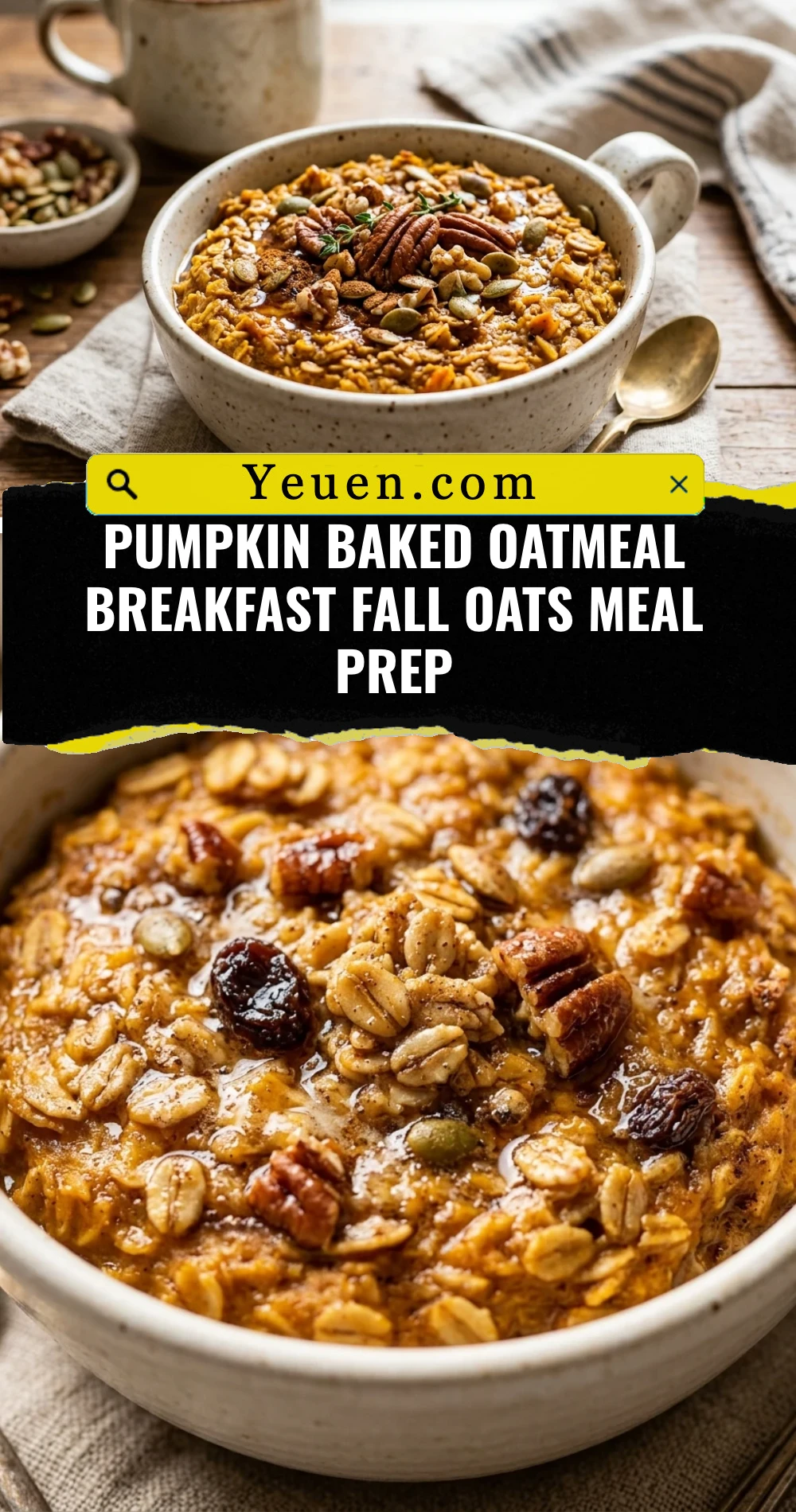 Pumpkin Baked Oatmeal Breakfast Fall Oats Meal Prep