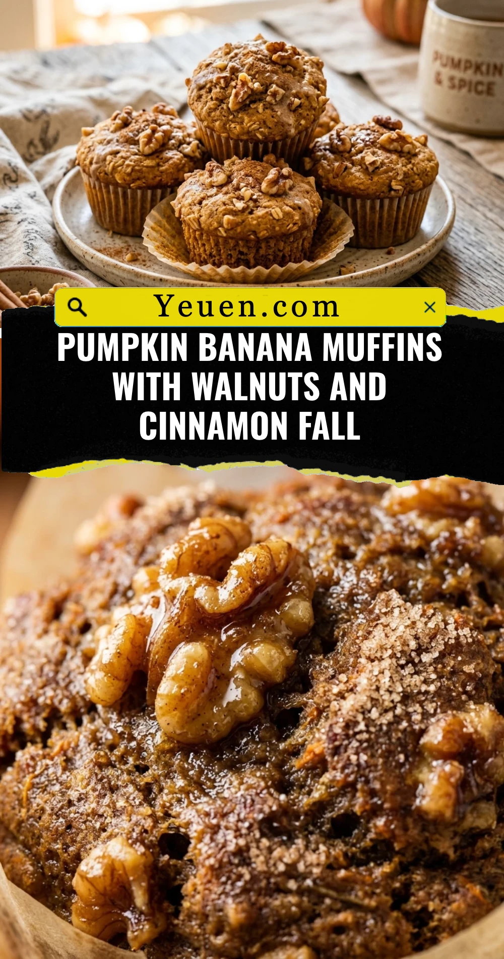 Pumpkin Banana Muffins With Walnuts And Cinnamon Fall