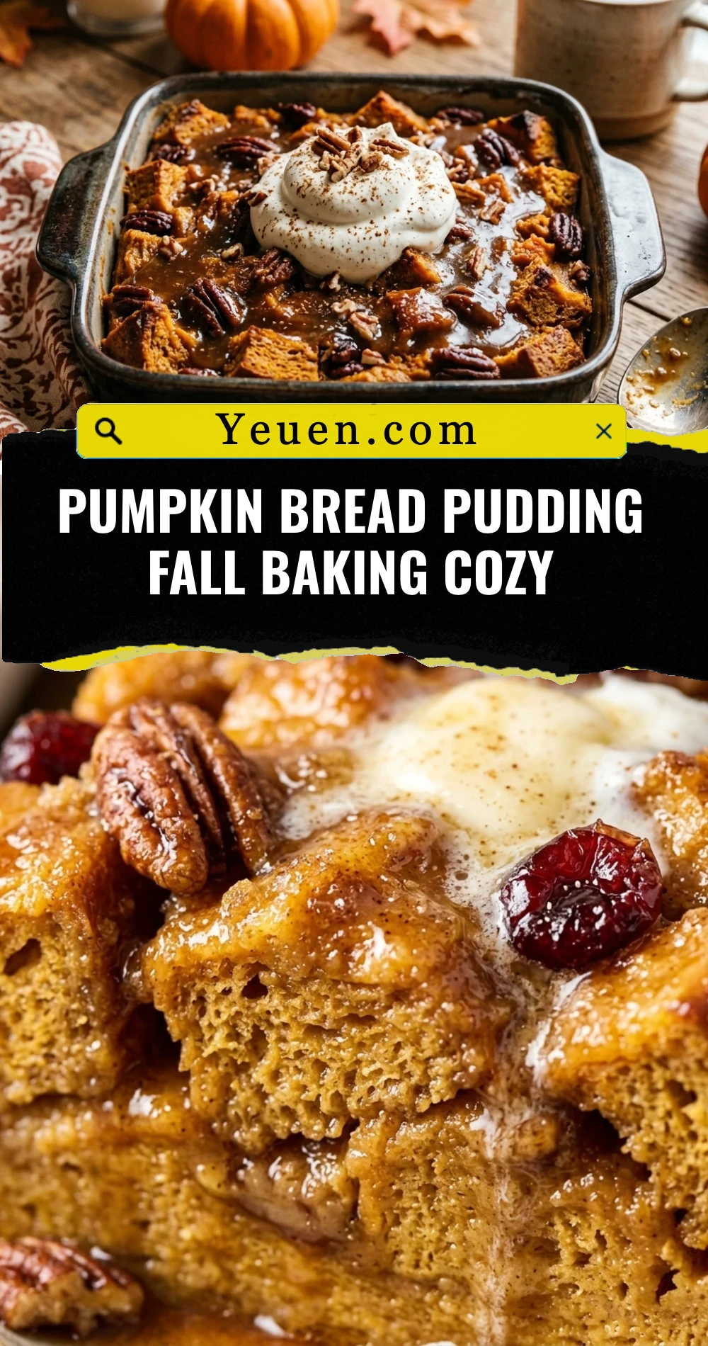 Pumpkin Bread Pudding Fall Baking Cozy