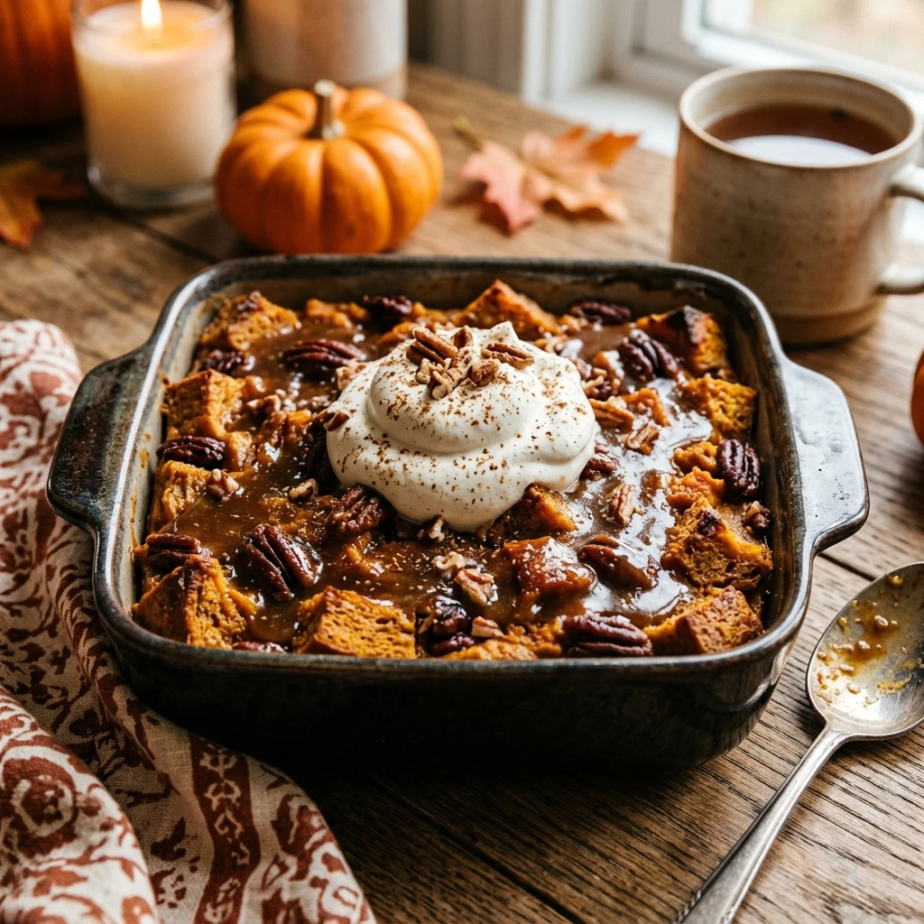 Pumpkin Bread Pudding Fall Baking Cozy