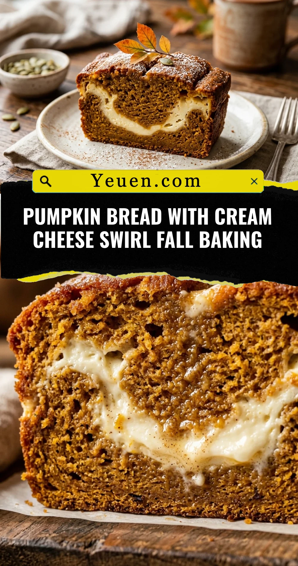 Pumpkin Bread With Cream Cheese Swirl Fall Baking