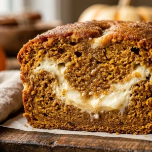 Pumpkin Bread With Cream Cheese Swirl Fall Baking