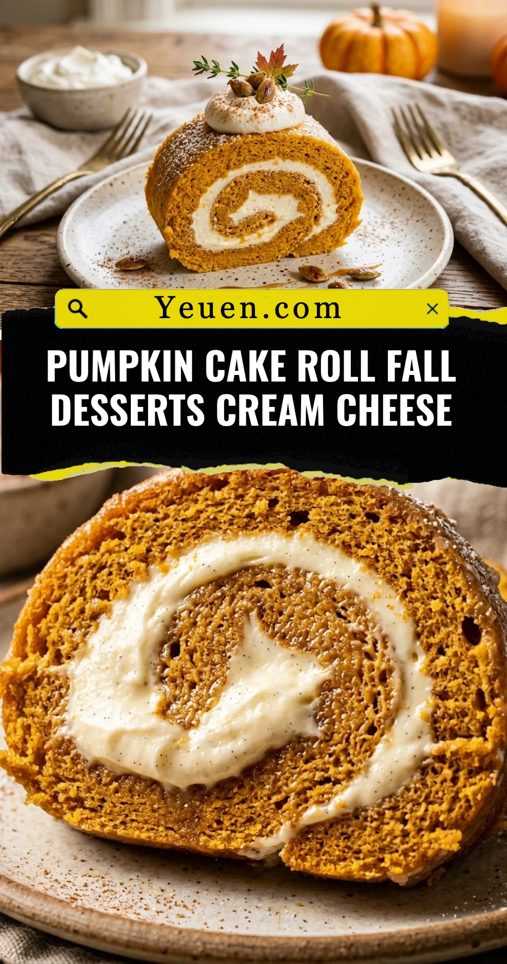 Pumpkin Cake Roll Fall Desserts Cream Cheese