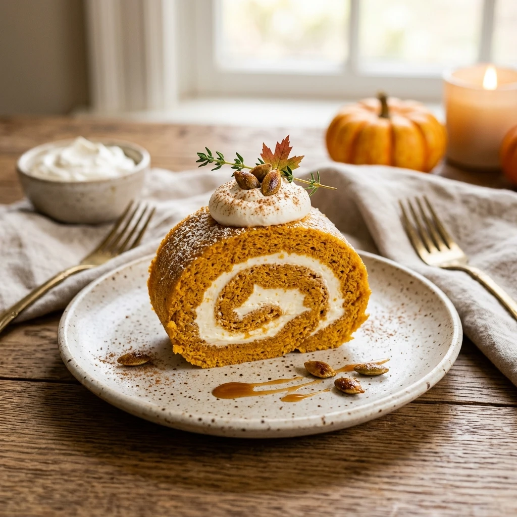 Pumpkin Cake Roll Fall Desserts Cream Cheese
