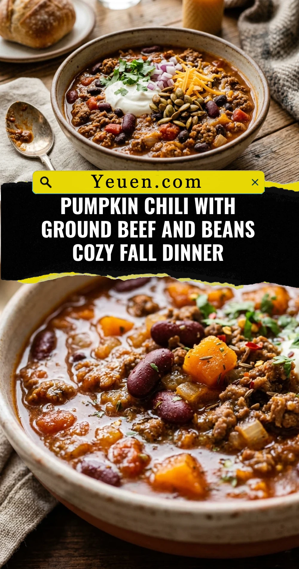 Pumpkin Chili With Ground Beef And Beans Cozy Fall Dinner