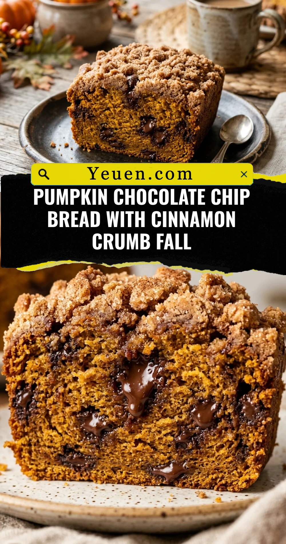 Pumpkin Chocolate Chip Bread With Cinnamon Crumb Fall