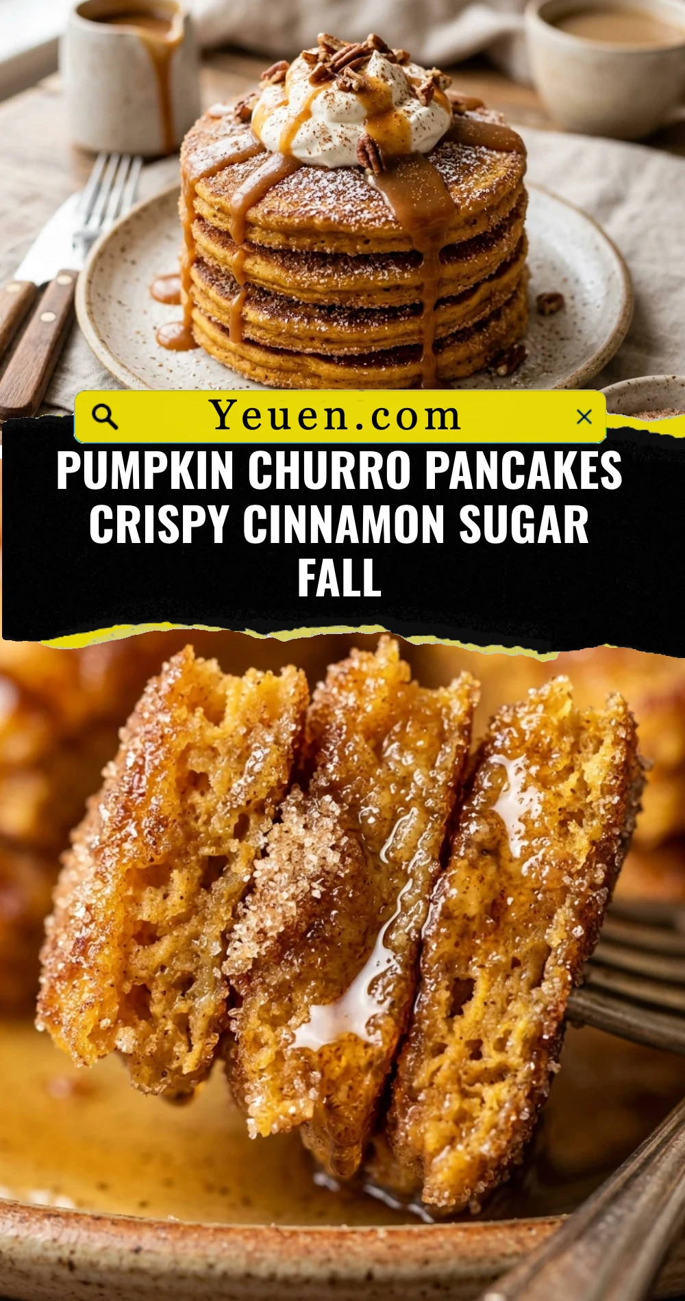 Pumpkin Churro Pancakes Crispy Cinnamon Sugar Fall