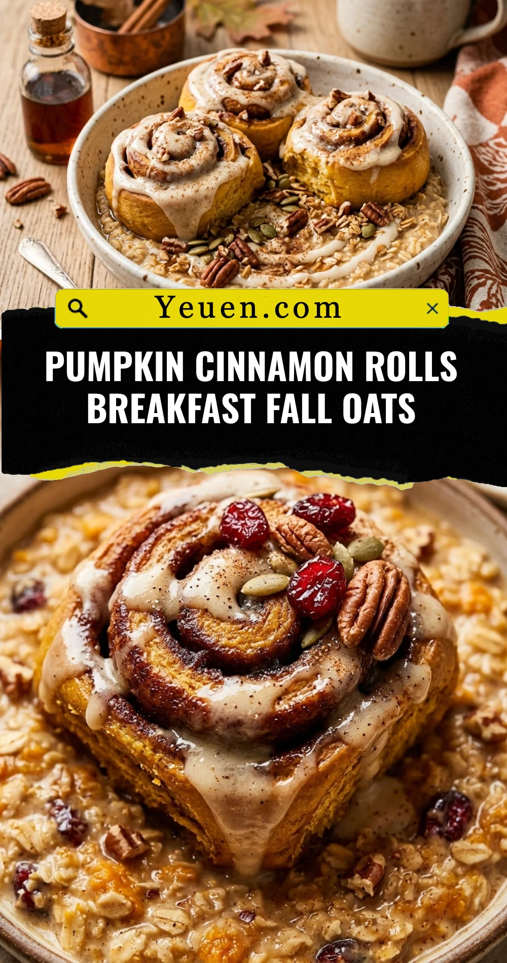 Pumpkin Cinnamon Rolls Breakfast Fall Oats