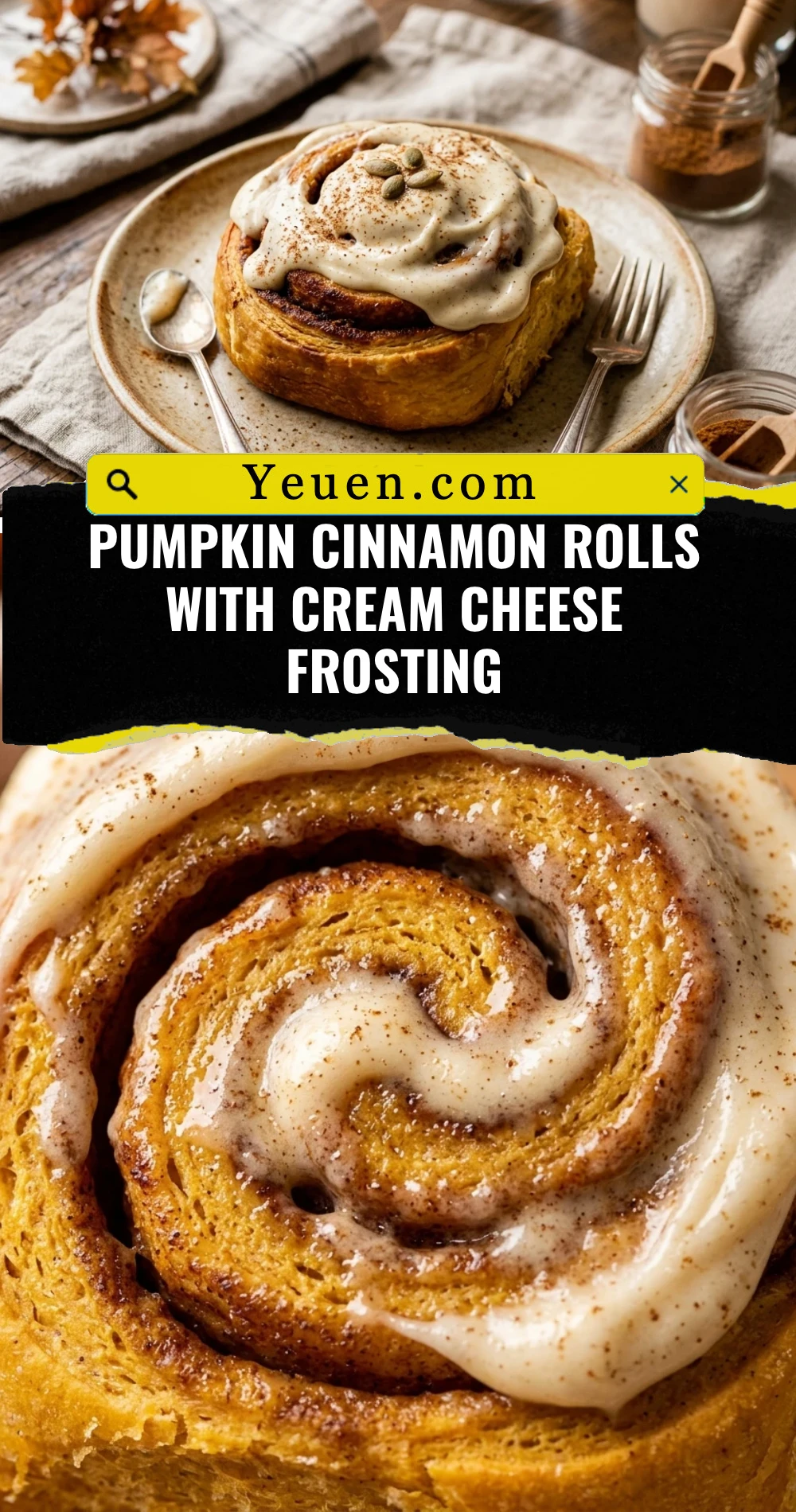Pumpkin Cinnamon Rolls With Cream Cheese Frosting