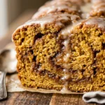 Pumpkin Cinnamon Swirl Bread With Vanilla Glaze Fall Baking