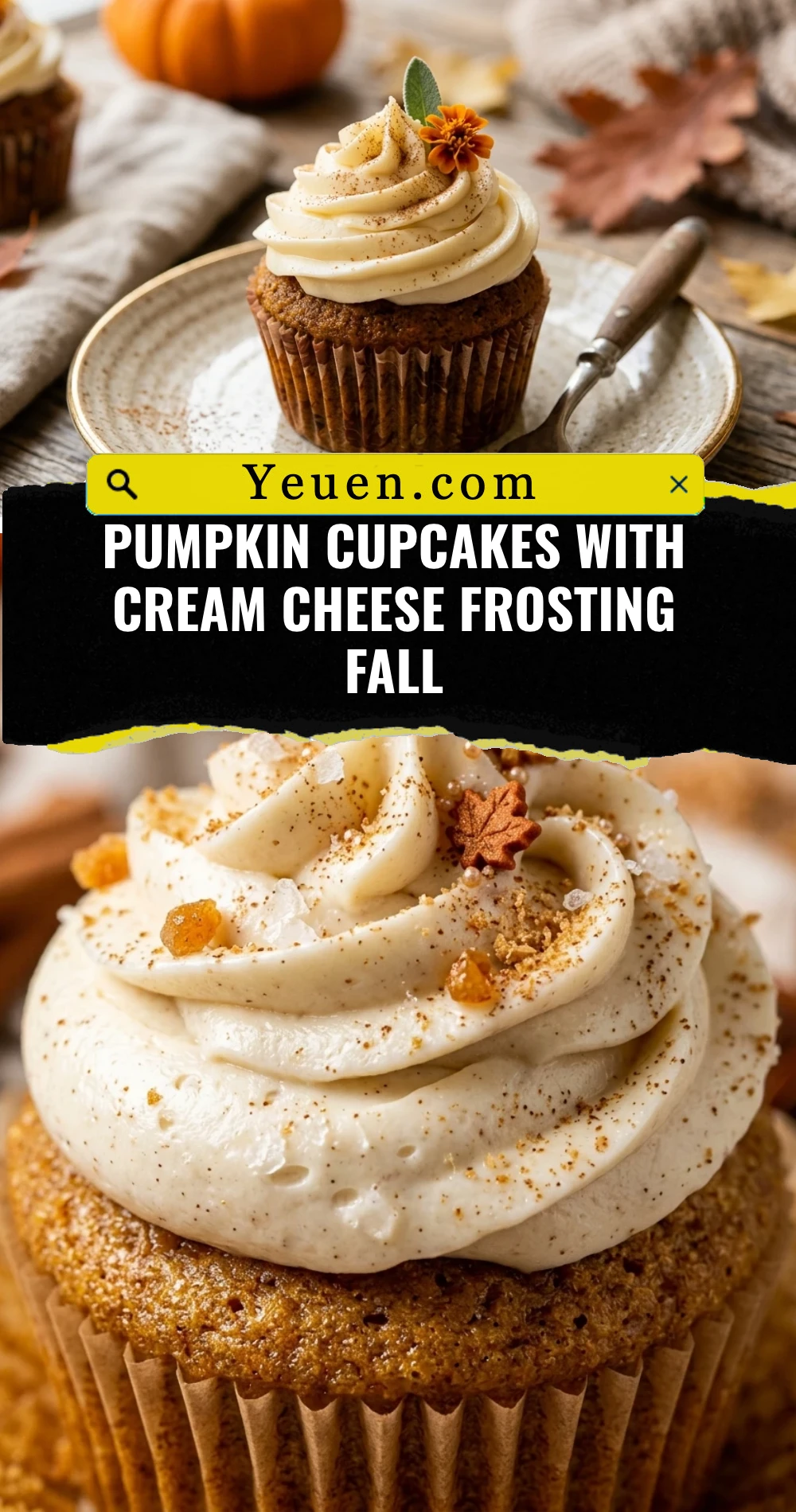 Pumpkin Cupcakes With Cream Cheese Frosting Fall