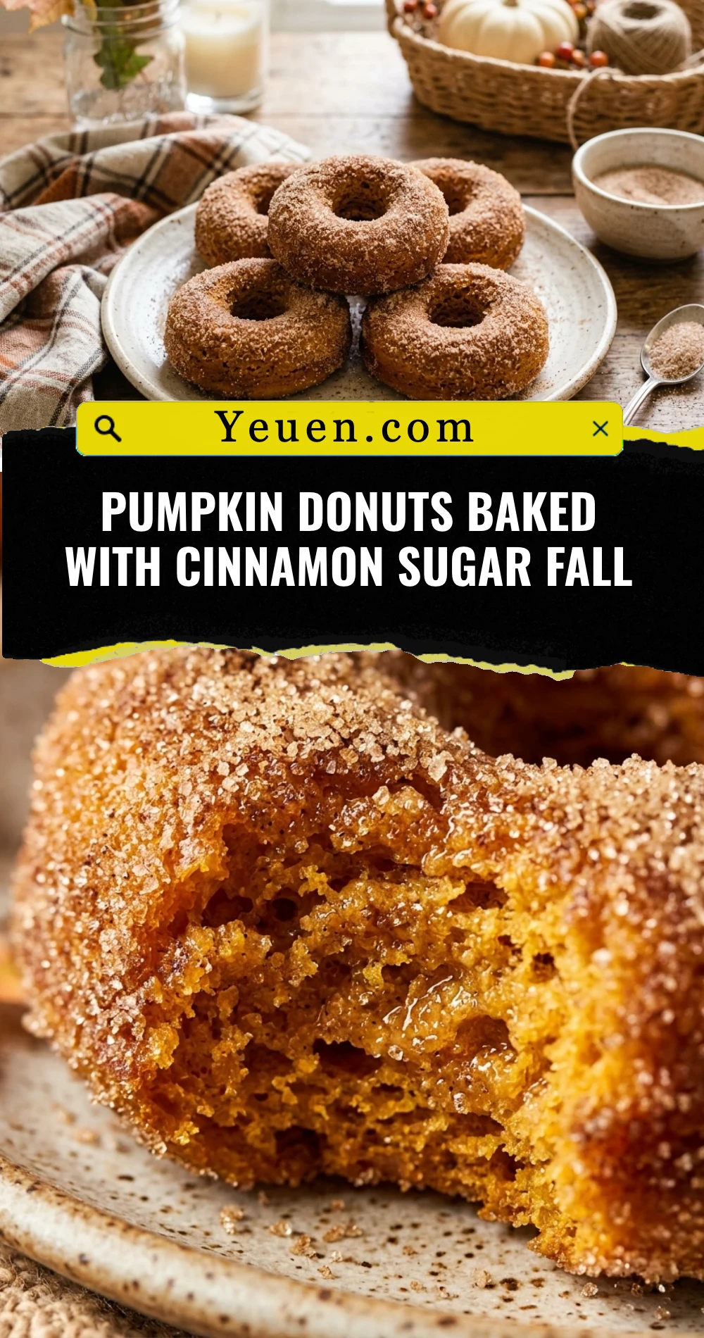Pumpkin Donuts Baked With Cinnamon Sugar Fall