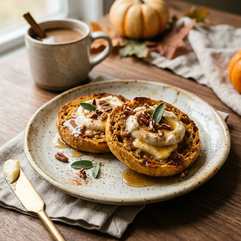 Pumpkin English Muffins Homemade Fall Breakfast