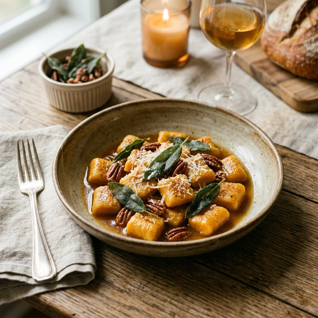 Pumpkin Gnocchi With Brown Butter And Sage Cozy Dinner