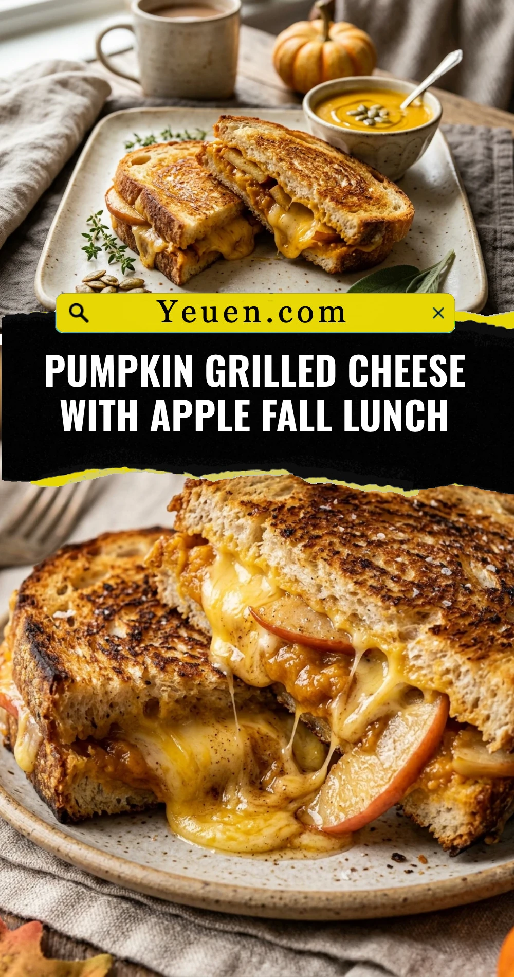 Pumpkin Grilled Cheese With Apple Fall Lunch