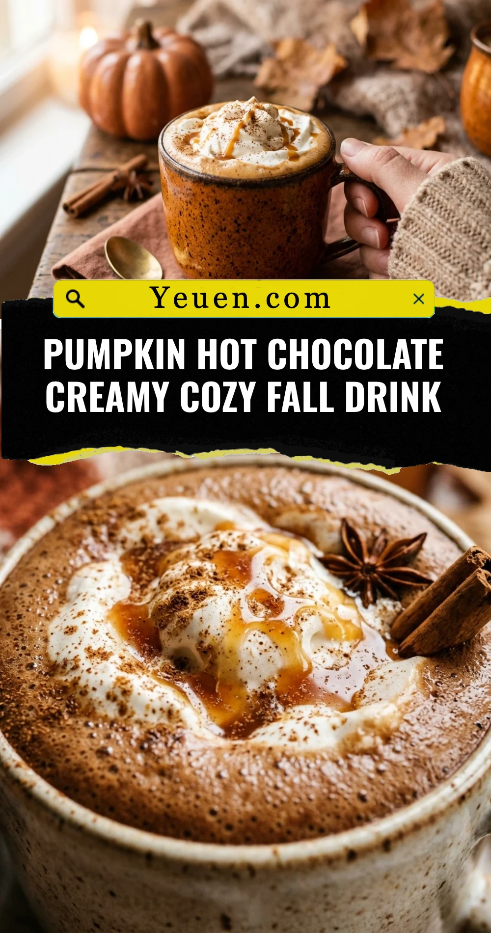 Pumpkin Hot Chocolate Creamy Cozy Fall Drink