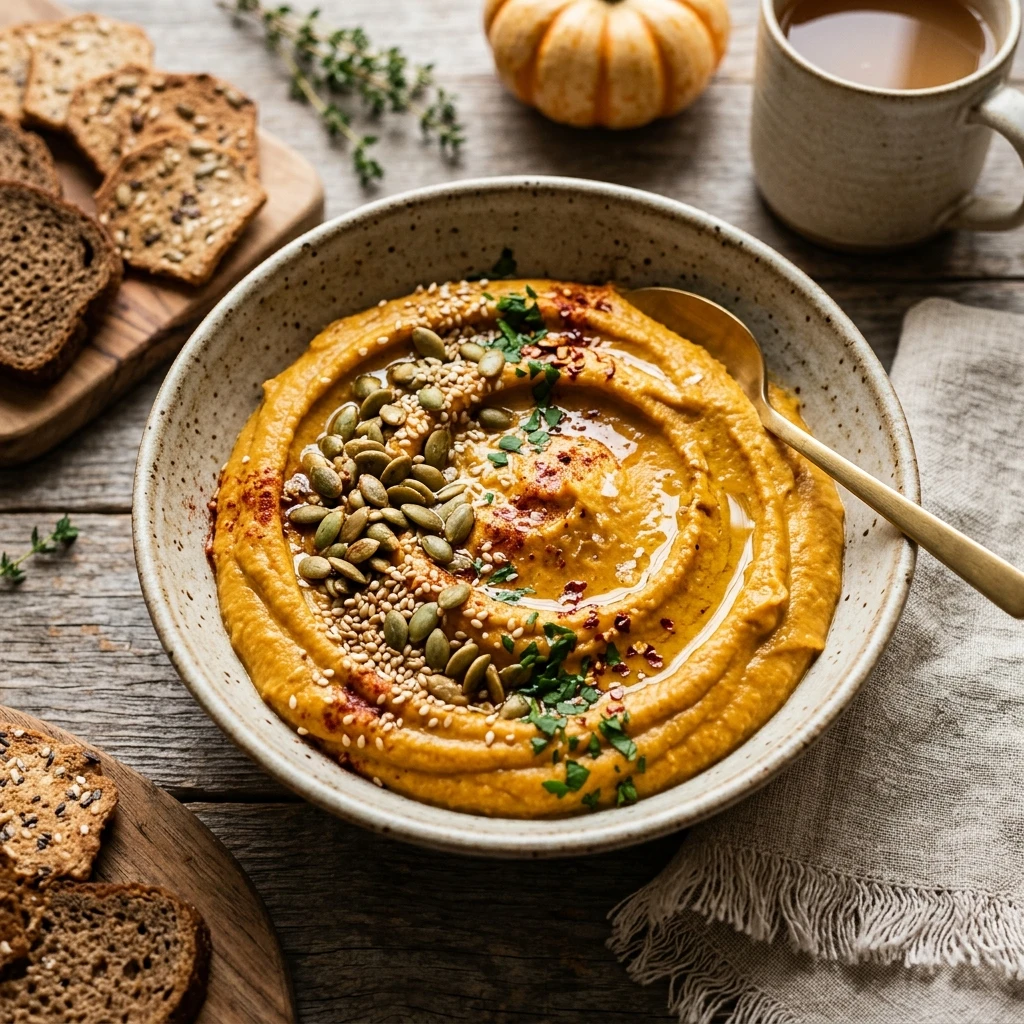 Pumpkin Hummus Creamy 5 Minute Fall Snack