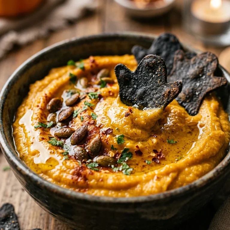 Pumpkin Hummus With Ghost Chips - Vegan Dinner