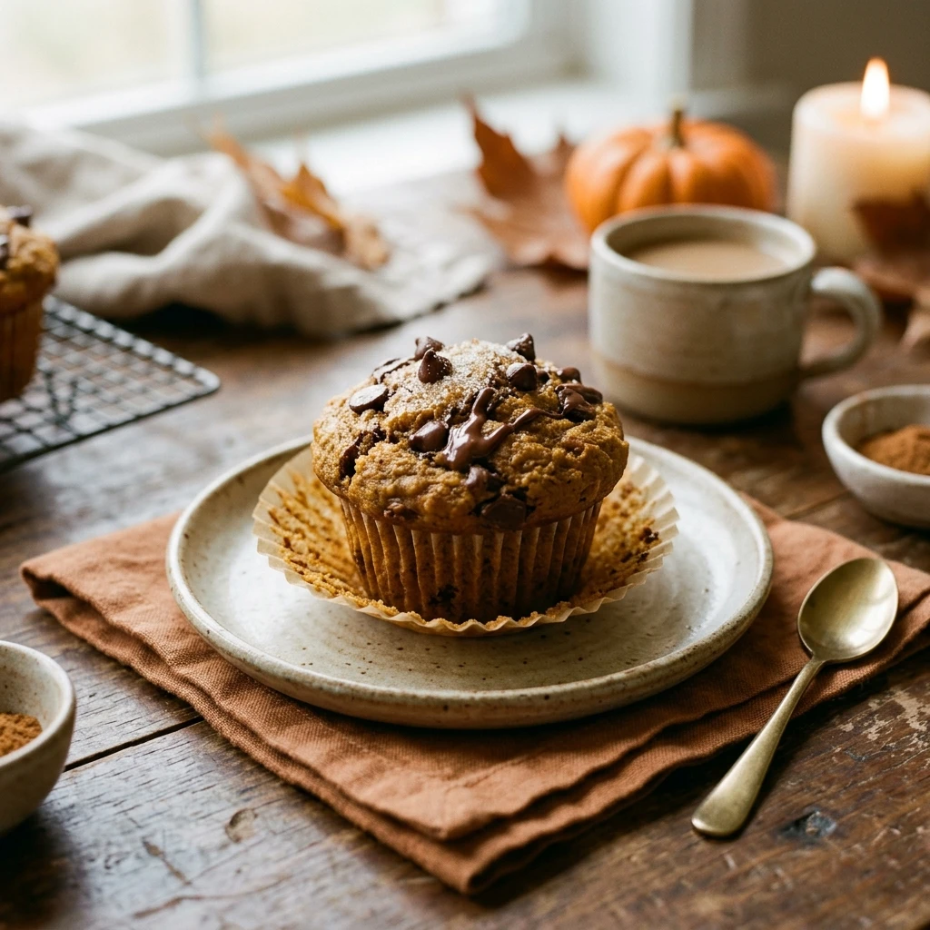 Pumpkin Muffins With Chocolate Chips Fall Baking