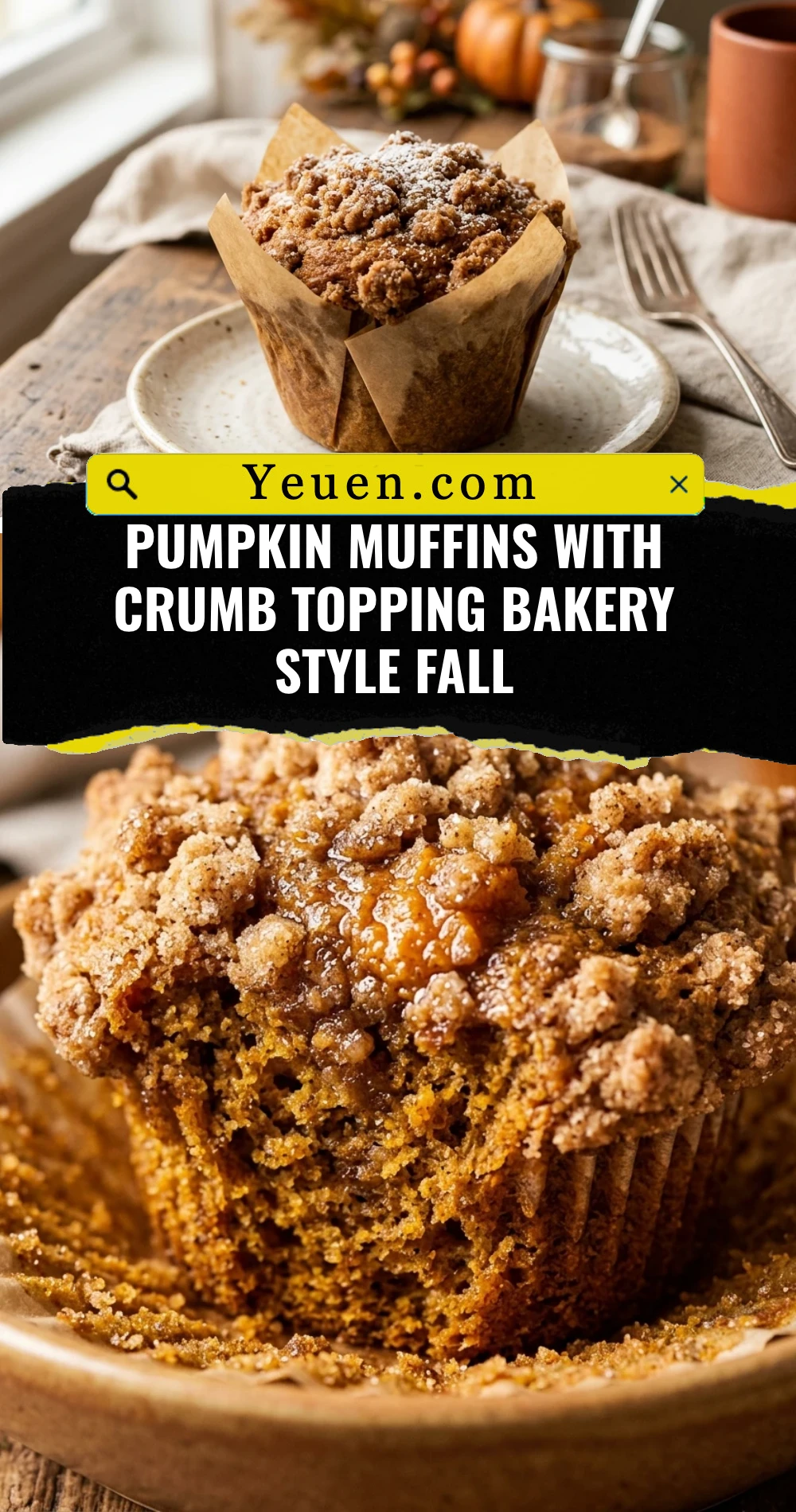 Pumpkin Muffins With Crumb Topping Bakery Style Fall